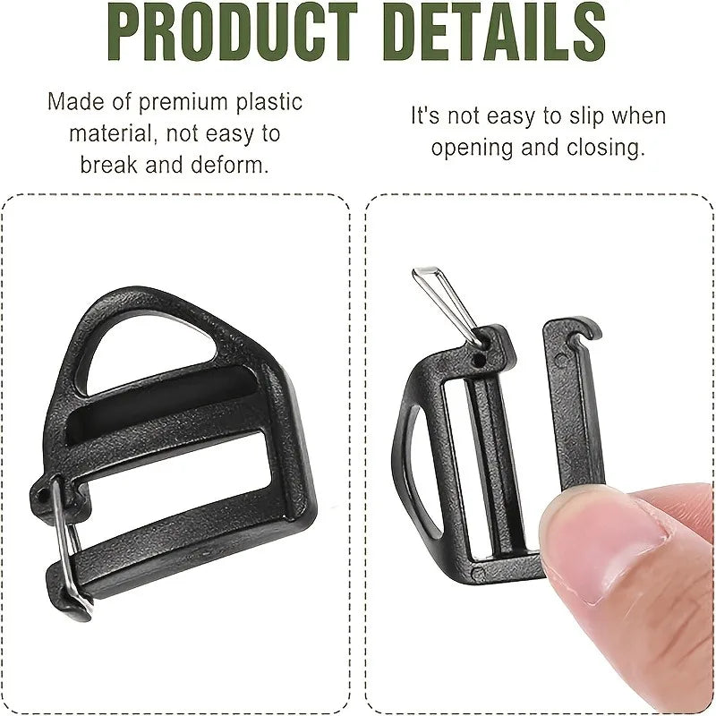 6pcs/12pcs Adjustable Slider Buckle Webbing Clip Quick Release Fastener Backpack Strap Buckle for Outdoor Hiking Repair.