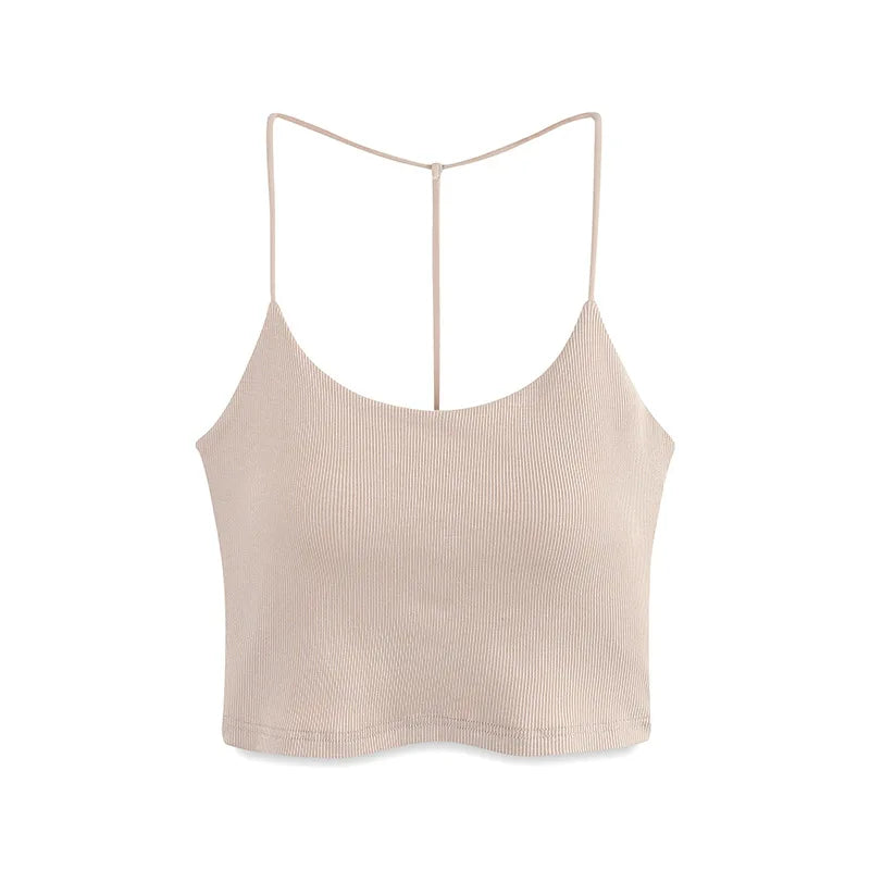 One Piece Beautiful Back Underwear Chest Pad Umbilical Sling Vest Women's Sleepwear Base Shirt Modal Female Pajamas Tops