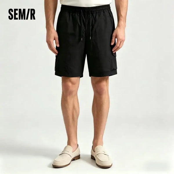 Semir Black Work Shorts Men 2025 New Summer Loose Sport Straight-Leg Mid-Length Pants Moisture Wicking for Casual Wear