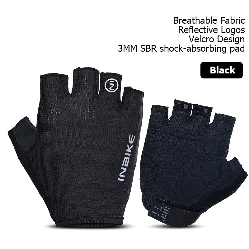 INBIKE Half Finger Cycling Gloves Summer Bicycle Gloves Shock-absorption Breathable Mountain Bike MTB Gloves Cycling Accessories