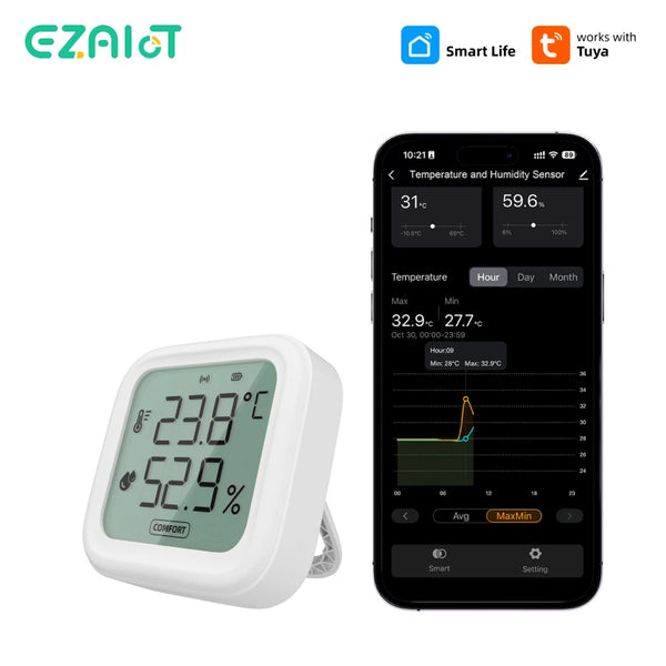5pcs Smart WiFi Bluetooth Thermometer Hygrometer Tuya Mini Detection LCD Temperature Humidity Smart Home Monitor Alexa Google