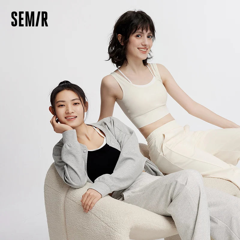 Semir Women Underwear Camisole Faux Two Piece Strap Comfortable Base Layer Sport Casual Autumn Top Daily Wear 2026