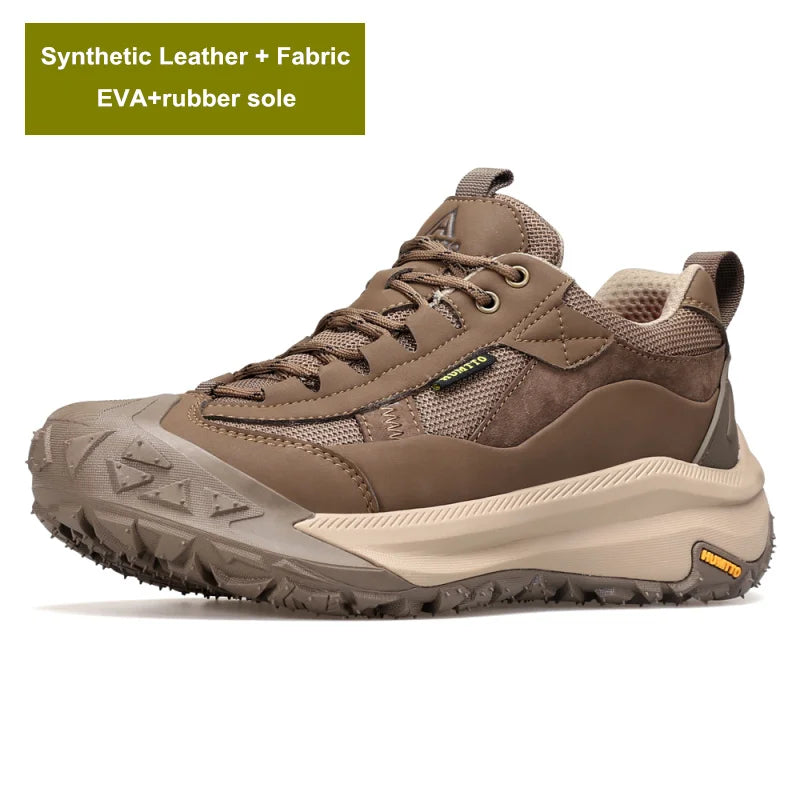 HUMTTO Shoes for Men 2023 Luxury Designer Leather Hiking Boots Outdoor Climbing Trekking Sneakers Mens Sports Walking Man Shoe