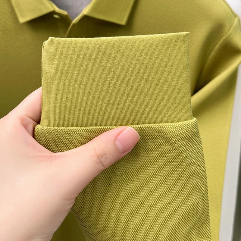260g Long Staple Cotton Pique Fabric, Premium 100% Cotton Polo Shirt, Business Casual Slim Fit Top,Golf Shirt