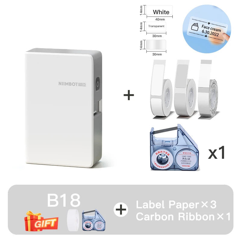 NIIMBOT N1/B18 Mini Portable Label Printer Thermal Transfer Pocket Label Maker With Long Life Ribbon And PET Stickers Gift