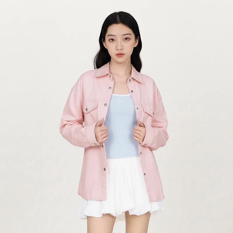 Semir Retro Shirt Women Long Sleeve Mid Length Drop Shoulder Oversize Fleece Minimalist Loose Slouchy Casual Blouse Spring