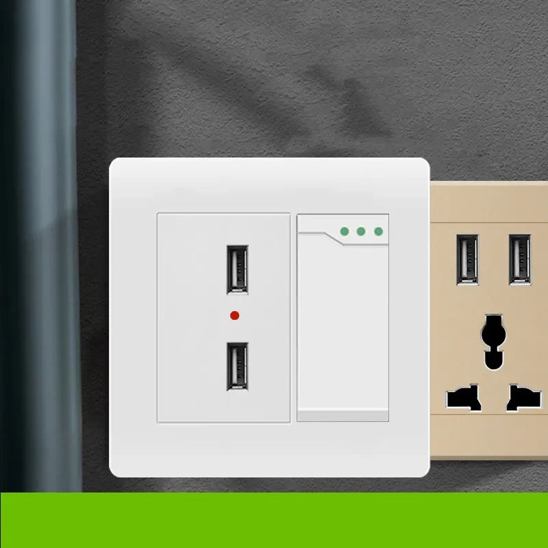 Depoguye Universal USB wall socket with light switch, 2.1A dual USB phone charging port, switch control socket  AC110V -250V