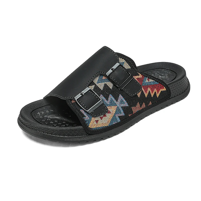 Men's casual slip-on slippers summer soft-soled anti-slip outdoor walking beach shoes breathable light fashion sports slippers