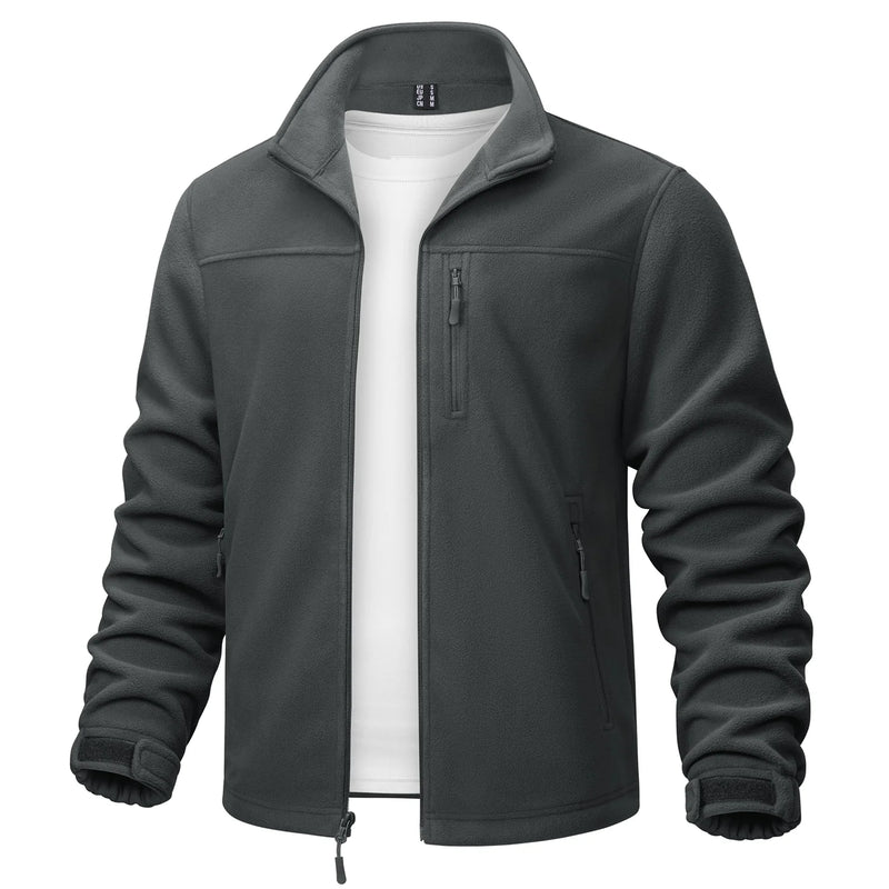TACVASEN Stand Collar Fleece Jackets Mens Thermal Warm Full Zip Work Jacket Outdoor Trekking Hiking Jackets Windbreaker