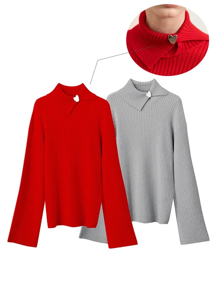 អាវយឺត Amii Minimalism សម្រាប់នារី បុណ្យណូអែល ឆ្នាំ២០២៦ រដូវរងា អាវប៉ាក់ អាវដៃវែងសម្រាប់នារី អាវយឺតរលុង ងាយស្រួលប្រើ 12423046