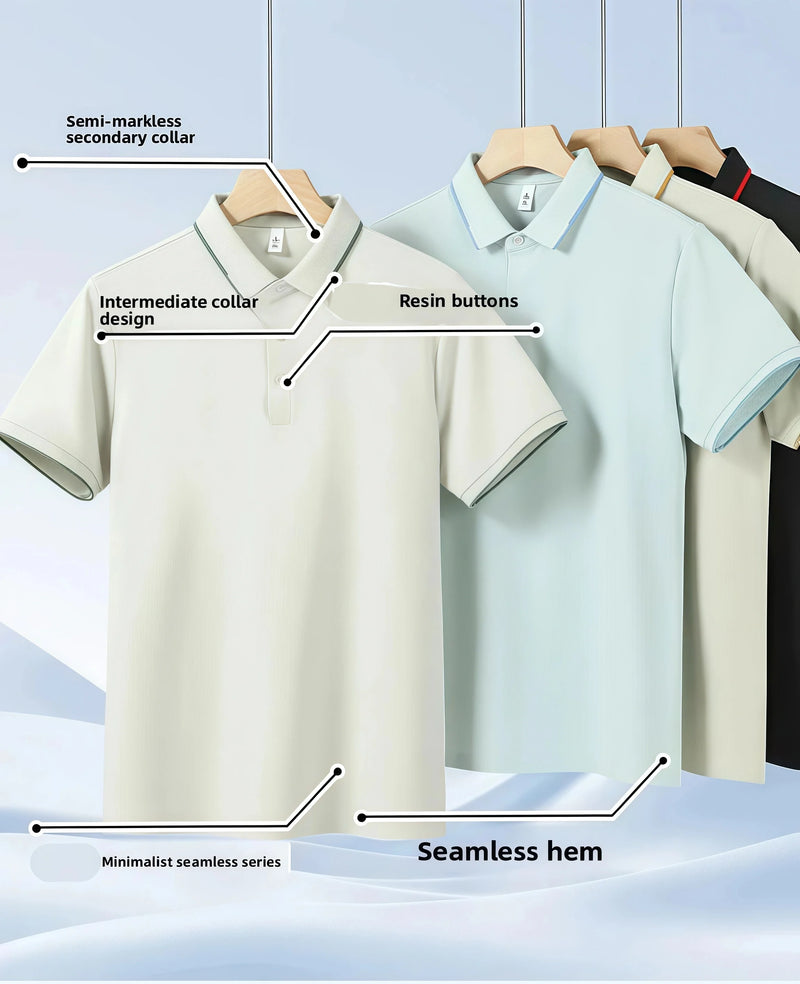 Ice Silk Polo Shirt Short Sleeve Turn-down Collar Traceless Breathable Workwear T-shirt Team Clothing Custom Logo Pattern
