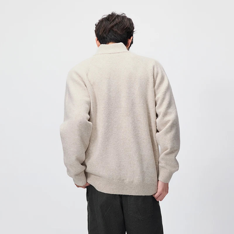 Semir Men Cardigan Knit Loose Mock Neck Raglan Sleeve 2026 Autumn Couple Style Sweater Outerwear Soft Daily Layer