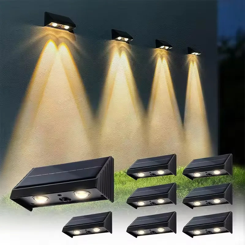LED Solar Wall Light Outdoor Waterproof IP54 Lamp Solar Powered Porch Light for Garden Yard Balcony Patio Pathway Step Lighting