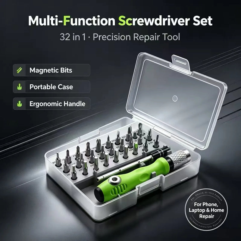32 In One Multifunctional Manual Screwdriver, Mobile Phone Computer Product Maintenance and Disassembly Tool Set