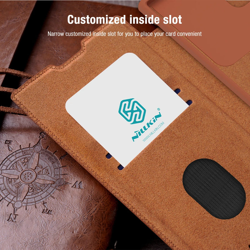 For Samsung Galaxy S23 Ultra Case NILLKIN Leather Qin Leather Case Slide Camera Case For Samsung S23/ S23 Plus Flip Cover