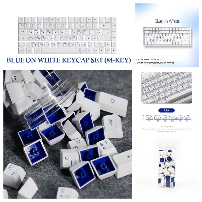 Akko Russian Keycap Set ASA/OEM/Cherry Profile 61 68 84 88 108 Keys Canned PBT Double Shot Mechanical Keyboard Cyrillic Keycaps