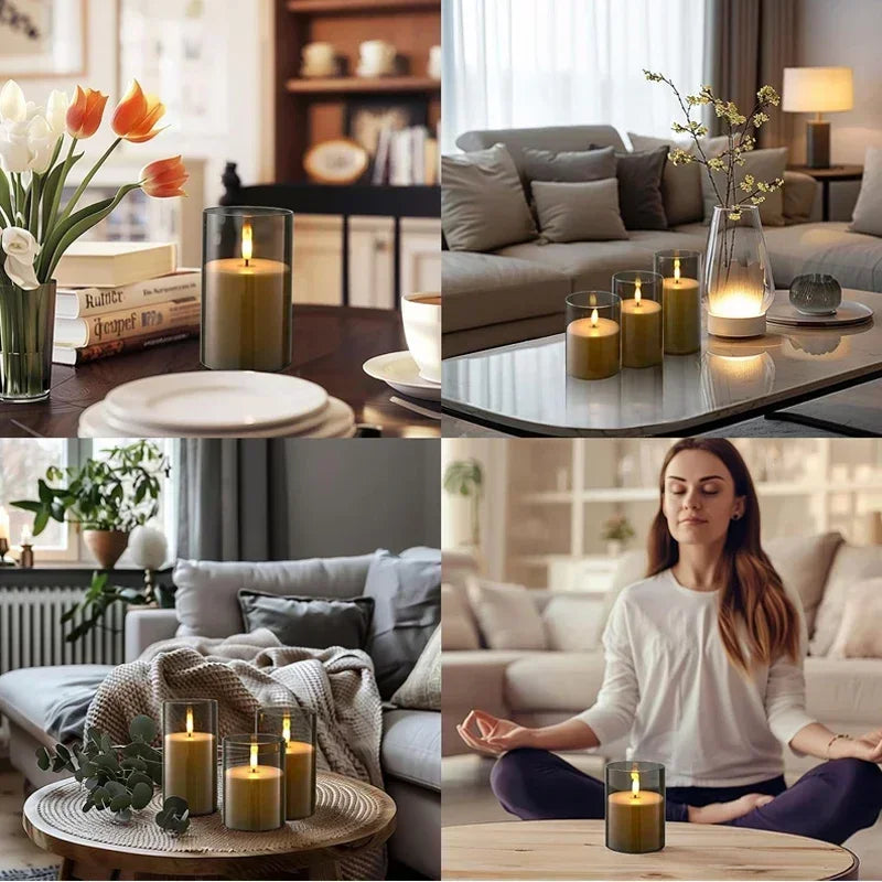 LED Lights for Home Electronic Candle LED Candle Decor Clear Acrylic Candle Full Set Remote Control Timer for Christmas Wedding