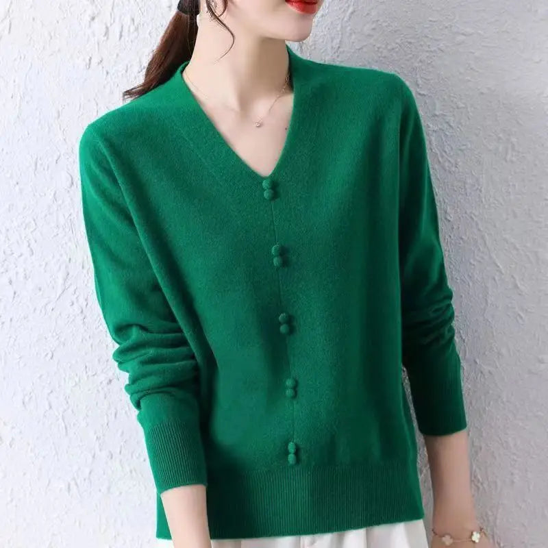 New Soft Warm Sweater Women 2026 Autumn Winter Clothes Long Sleeve Pullover Sweaters V Neck Slim Knitted Crop Tops Pull Femme