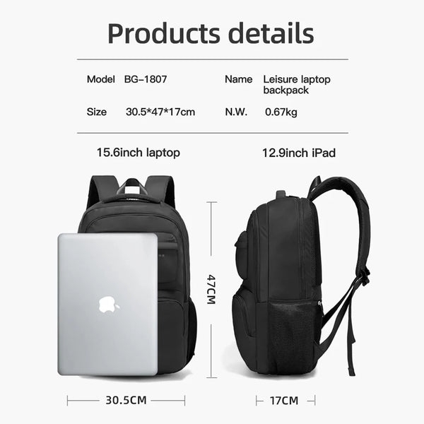 BANGE Large Capacity Men Backpacks for 15.6 Laptop Business Travel Women Backpack Waterproof School Bags with Mesh Side Pockets