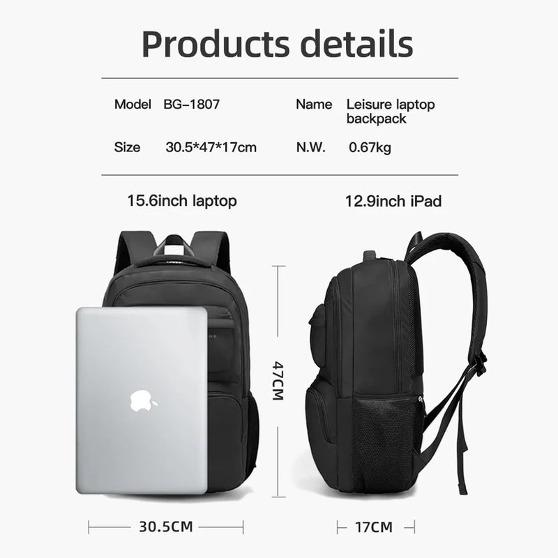 BANGE Large Capacity Men Backpacks for 15.6 Laptop Business Travel Women Backpack Waterproof School Bags with Mesh Side Pockets