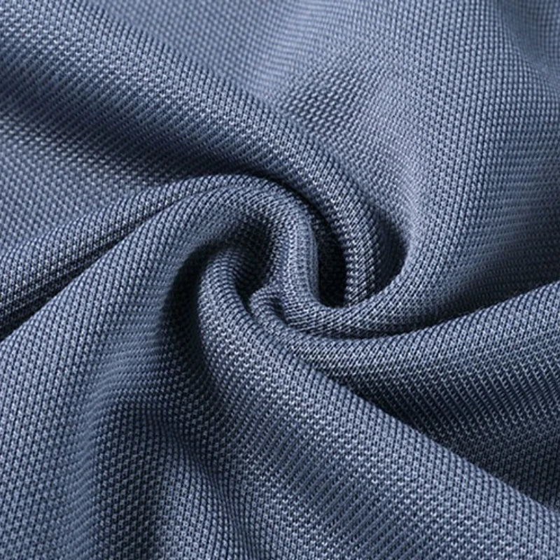 Men's Wool Blend Long Sleeve Polo - Light Blue (White/Black/Olive Green) Wool & Mulberry Silk Breathable Comfort Fit