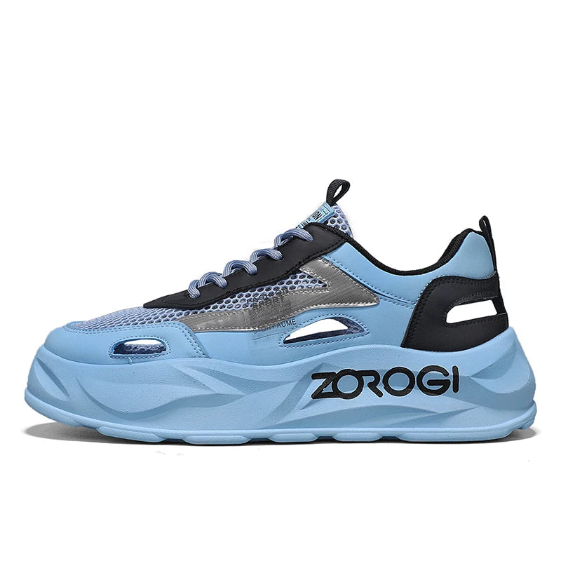 Men Sports Shoes Summer New Thick Soled Hollow Mesh Mesh Breathable Fashionable Lace Up Casual Versatile Running Shoes for Men