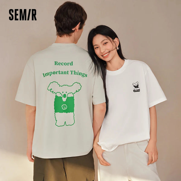 អាវយឺតបុរស Semir ដៃខ្លីប៉ាក់បោះពុម្ពសប្បាយៗឆ្នាំ ២០២៦ គូស្នេហ៍ថ្មី ម៉ូដធម្មតា ស្រួលពាក់ប្រចាំថ្ងៃ