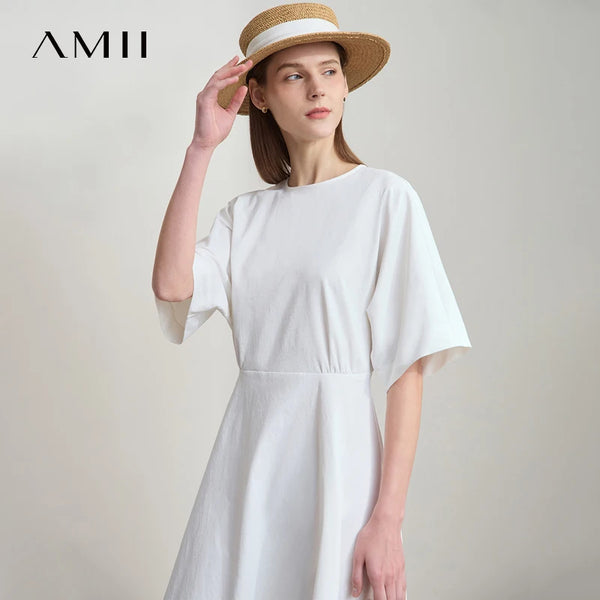រ៉ូបរដូវក្តៅ AMII Office Lady សម្រាប់នារីឆ្នាំ ២០២៦ រ៉ូបកមូលដៃខ្លីគ្មានខ្សែចង្កេះរាងអក្សរ A ម៉ូដថ្មីសម្រាប់នារី 12542151