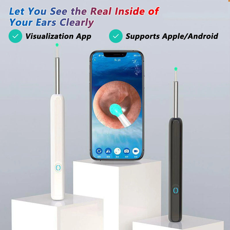 ឧបករណ៍សម្អាតត្រចៀក Smart Visual HD ដំបងត្រចៀក Otoscope USB C សាកថ្ម ឧបករណ៍ Endoscope ដកយកក្រមួនចេញ ឧបករណ៍ចាក់ត្រចៀក កាមេរ៉ាខ្នាតតូច ឈុតថែទាំសុខភាព