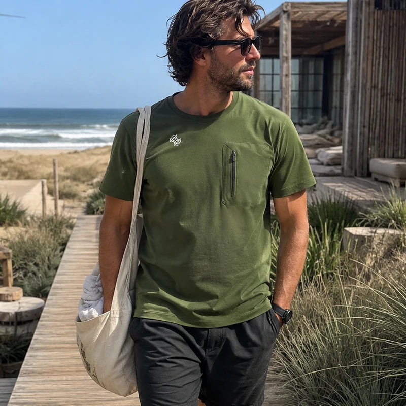 SBWL Outdoor sport high-quality men's T-shirt fashionable and casual breathable short-sleeved sports T-shirt Tops