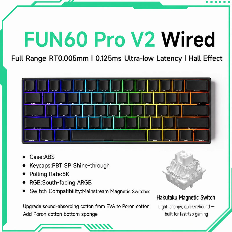 Akko MonsGeek FUN60 PRO&MAX HE Machanical Keyboard Magnetic Switch 60% Gaming Keyboard Rapid Trigger 8K Custom Keyboard