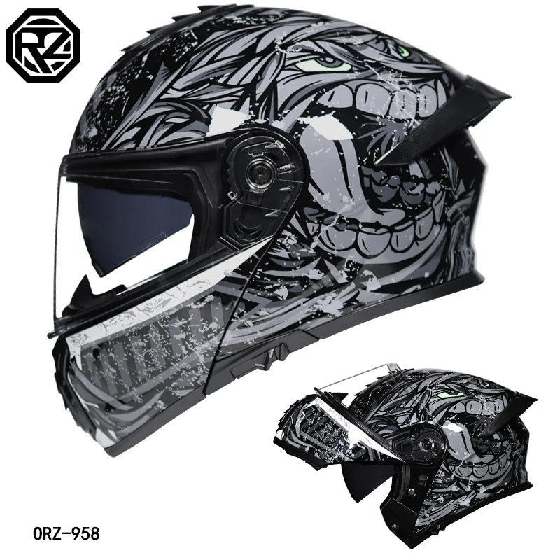 High Quality DOT Motorcycle Helmet Four Seasons Motocross Racing Modular Flip Up Casco Moto Men Women Off Road Helmet Unmasked