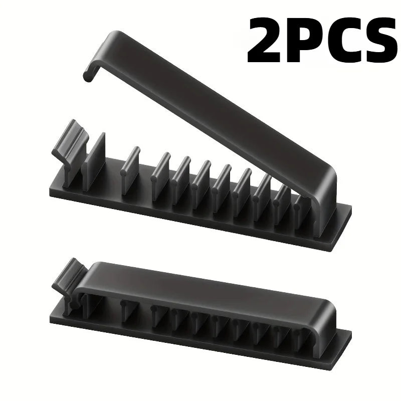 2pcs Cable Management Clips, 10-Slot Self-Adhesive Cable Clips for Home,and Office Supplies,Cord Organizer,Keep the desktop tidy
