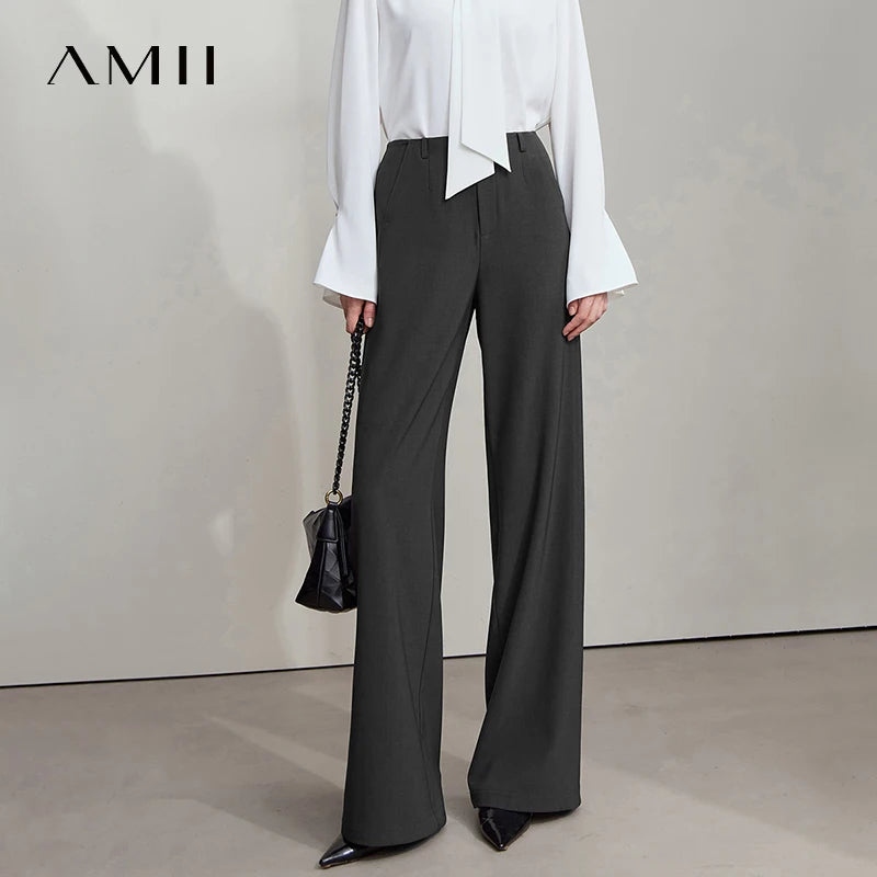 ខោ AMII Minimalist រដូវស្លឹកឈើជ្រុះឆ្នាំ ២០២៦ ថ្មីឆើតឆាយប្រណីតការិយាល័យនារីធម្មតារលុងខោជើងវែងត្រង់ធំទូលាយ 12523044