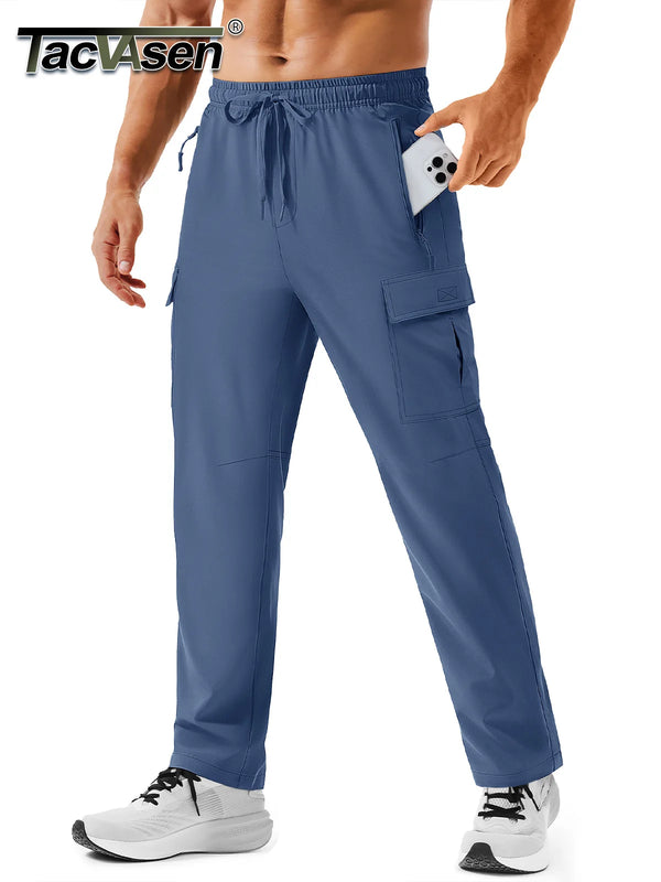 TACVASEN Men's Hiking Cargo Pants with Zipper Pockets Lightweight Quick Dry Water Resistant Travel Athletic Casual Fishing Pants