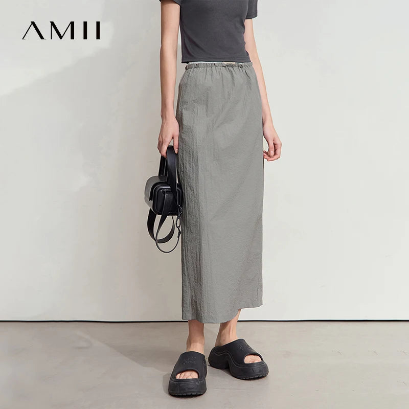 សំពត់រដូវក្តៅ AMII សម្រាប់នារីការិយាល័យថ្មីឆ្នាំ ២០២៥ សំពត់ស្តើង ការពារកម្តៅថ្ងៃ សំពត់ត្រង់ សំពត់ប្រវែងមធ្យម ម៉ូដធម្មតា 12542033
