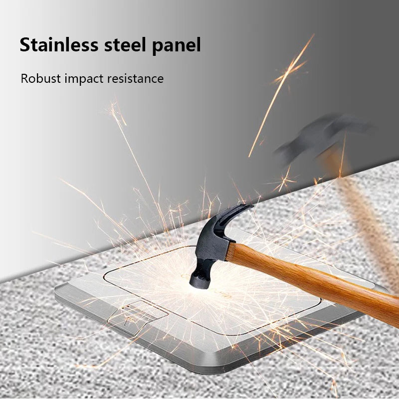UK Standard 13A floor waterproof socket,British Kitchen Bedroom indoor Waterproof outlet hidden computer Stainless Steel plug