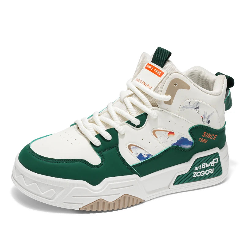 Men's high top board shoes spring and autumn new breathable soft sole comfortable outdoor casual shoes student sports flat shoes