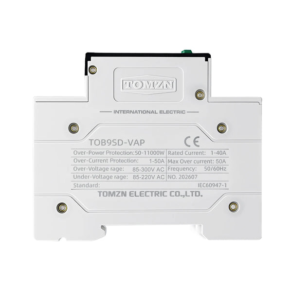 TOMZN WiFi Circuit Breaker 1P+N 110V 230VAC 50A Auto Recloser Smart Breaker Voltage Current Energy Monitoring Display Overload