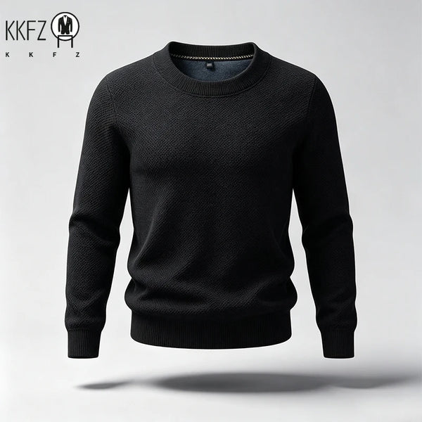New Arrival Mens Crew Neck Knit Sweater Thick Soft Textured Knit Material Slim Cut Long Sleeve Autumn Winter Outer Tops