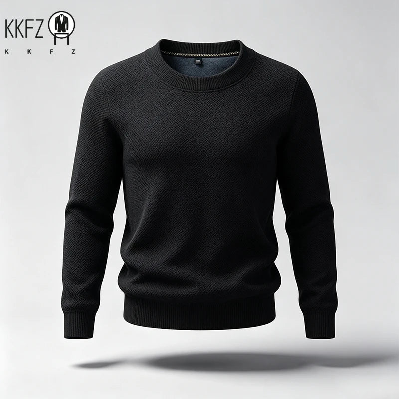 New Arrival Mens Crew Neck Knit Sweater Thick Soft Textured Knit Material Slim Cut Long Sleeve Autumn Winter Outer Tops