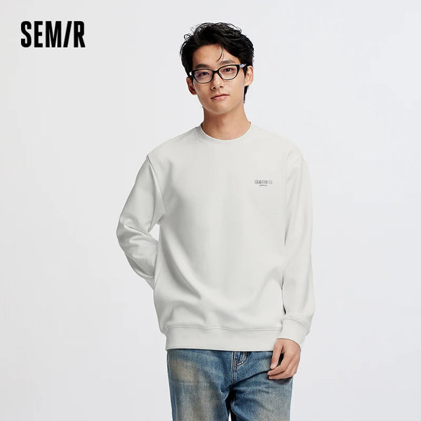 អាវយឺត Semir សម្រាប់បុរសនិងស្ត្រី ស្មាធម្មតា កមូល មានអារម្មណ៍ទន់ ធ្វើពីកប្បាស រចនាប័ទ្មធម្មតាប្រចាំថ្ងៃ រដូវស្លឹកឈើជ្រុះ ឆ្នាំ២០២៦