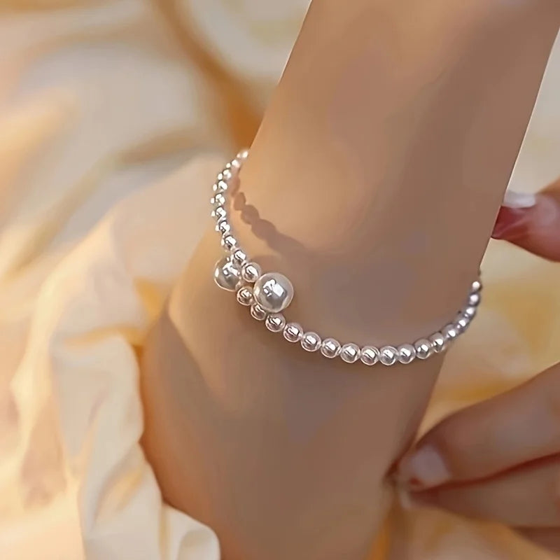 1pc of minimalist luxury adjustable opening faux Imitation Pearl bracelet, French-style elegant niche design Women's accessory