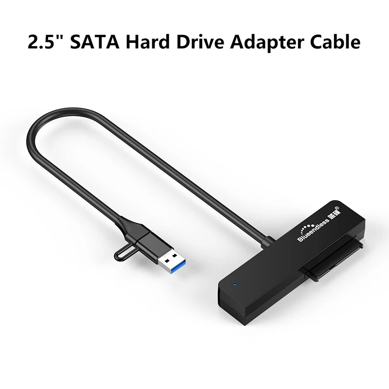 អាដាប់ទ័រ USB 3.0 ទៅ SATA III របស់ Blueendless សម្រាប់ឧបករណ៍បម្លែង USB-A ប្រភេទ C សម្រាប់ខ្សែផ្ទេរទិន្នន័យដ្រាយវ៍រឹងខាងក្រៅ SSD ទំហំ 2.5 អ៊ីញ 3.5 អ៊ីញ