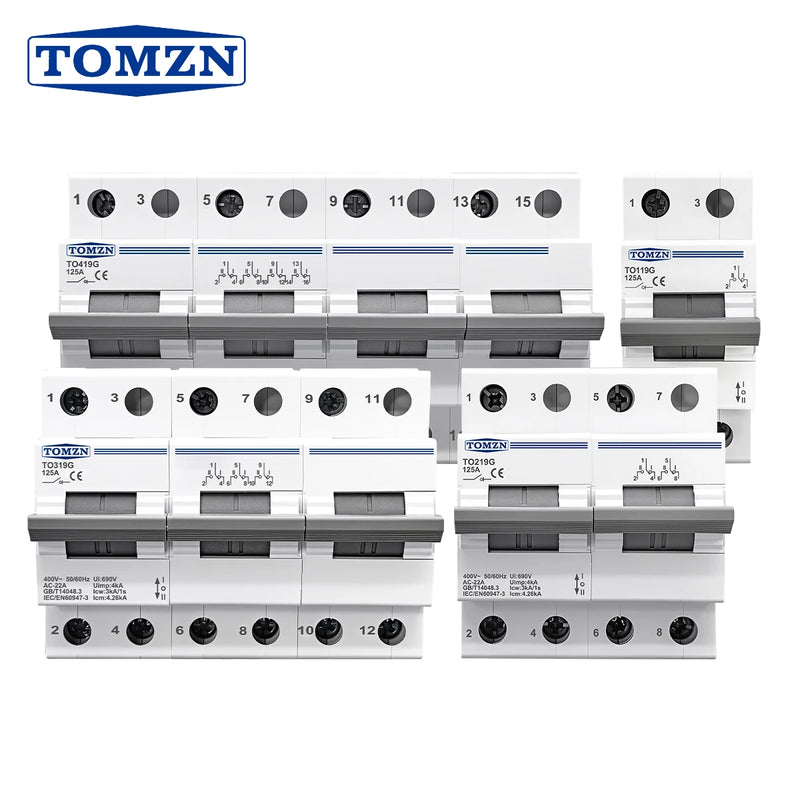 TOMZN TO219G MTS Manual Transfer Switch 1P2P3P4P 400V AC 125A High-Current Dual Power Changeover Switch Isolat Circuit Breaker