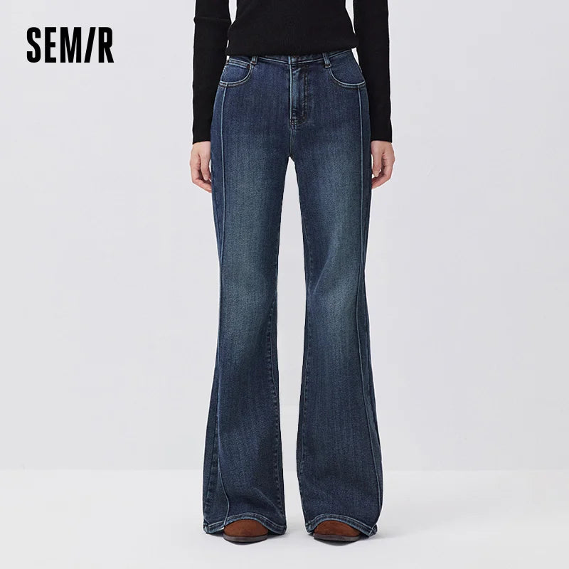 Semir Women Denim Jeans Cooling Touch Antibacterial Loose Fit Raw Hem Hemp Blend Wide Leg 2026 New Winter Daily Wear