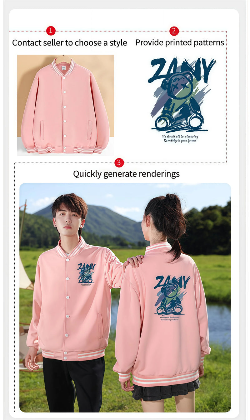 2026 Thin button baseball suit causal couples jacket  for Early autumn trend fashion daily customized group clothes