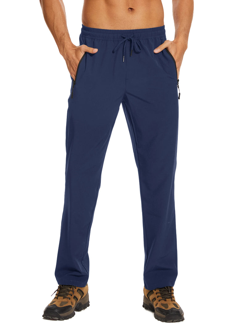 TACVASEN Summer Quick Dry Pants Mens Zip Pockets Elastic Waist Pants Hiking Jogging Running Pants Fashion Gym Fitness Trouser
