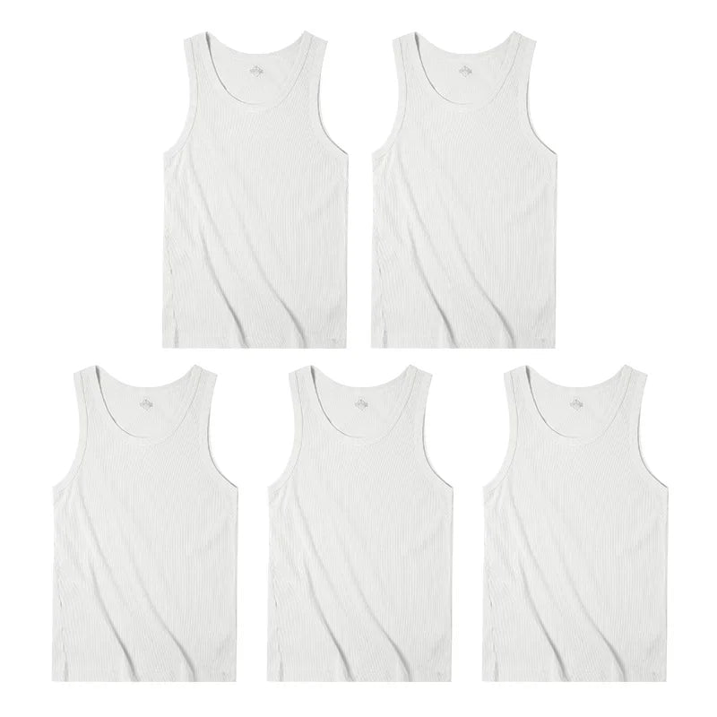 Maden Casual Men's Sleeveless Tank Tops Heavyweight Solid Color Ribbed Vest for Summer Slim Fit Sports Fitness Training T-shirt