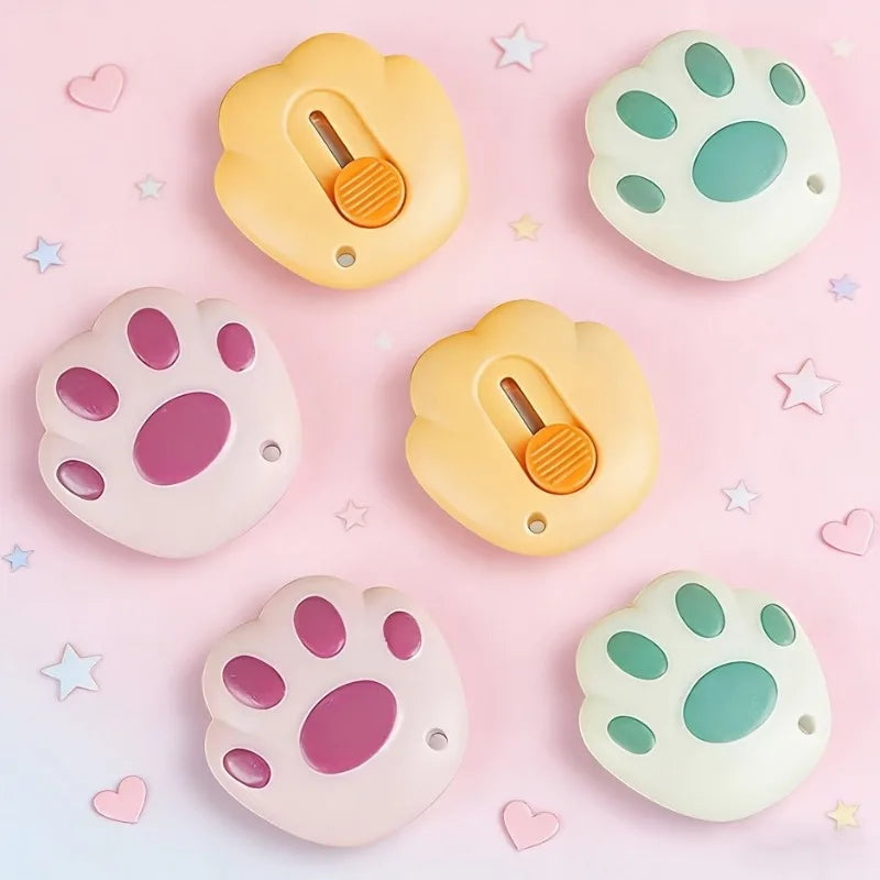 2pcs Cute Cat Paw Paper Cutters,Retractable Paper Cutter withSpring-Loaded Blade,for Office, School, Crafting & Projects.